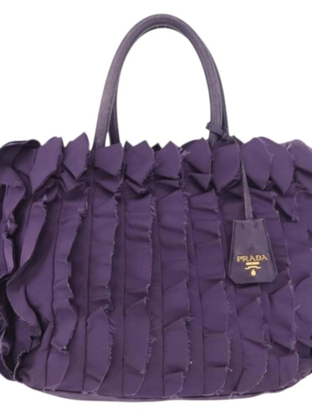 PRADA Hand Bag Nylon Leather Purple Gold Auth 173998 - Picture 12 of 15